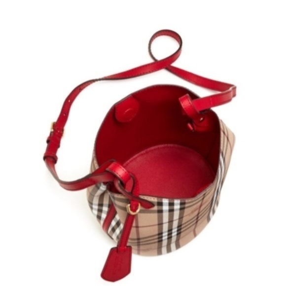 NEW Burberry Bucket Leather Haymarket bag REVERSIB - Picture 3 of 6